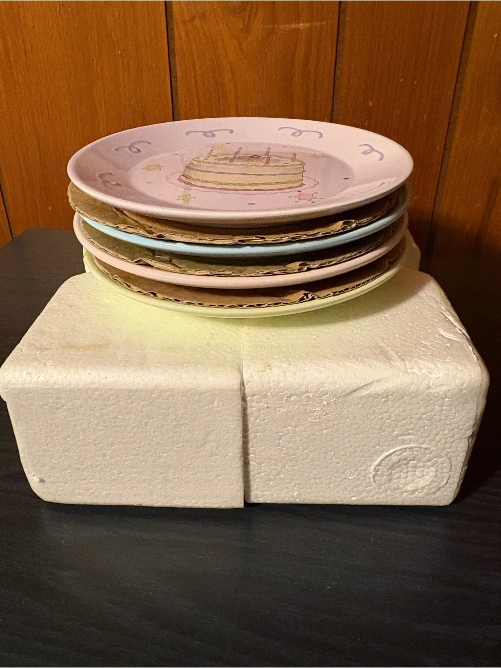 Vintage Avon Pastel Birthday Cake Dessert Plates - Pink, Blue, Yellow, Lavender